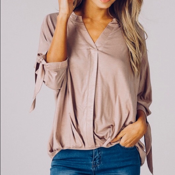 Mocha Gathered Hem Ruffle short sleeve top - Picture 5 of 6